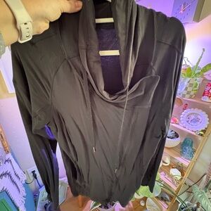 Lululemon wrap shirt/jacket Black Cowl Neck Long Sleeve Top